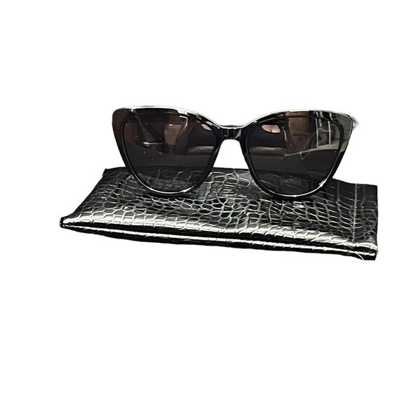 Rachel Zoe Nina Cat Eye Sunglasses in Black with Croc Skin Case main image 14